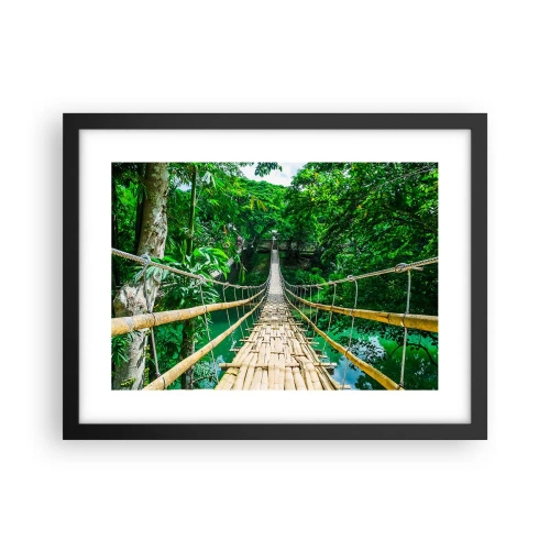 Plakat w czarnej ramie - Małpi most nad zielenią - 40x30 cm