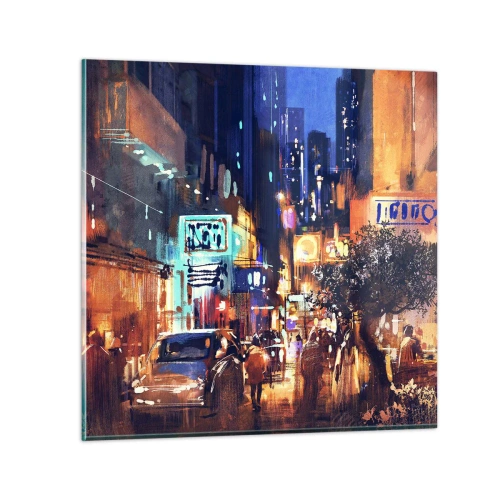 Obraz na szkle - A miasto nie śpi - 30x30 cm