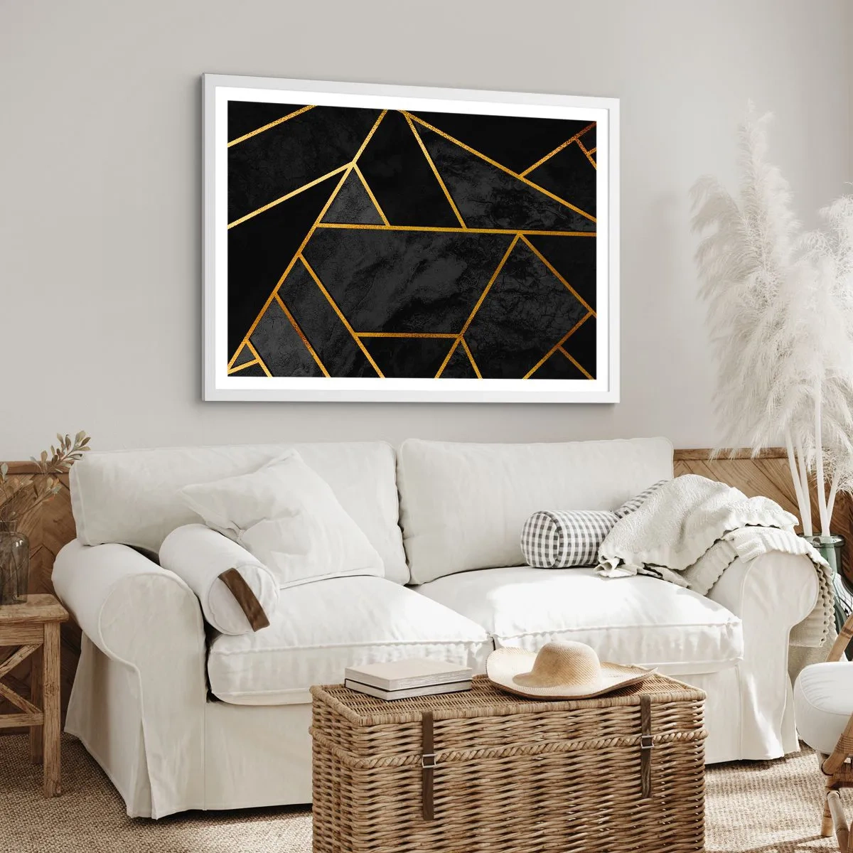 Plakat w białej ramie - Mrok i blask - 70x50 cm