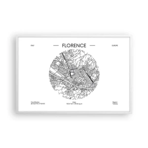 Plakat w białej ramie - Anatomia Florencji - 91x61 cm
