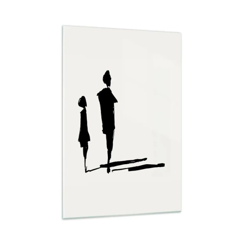 Obraz na szkle - Sylwetki dwóch osób w czerni na jasnym tle - 70x100cm - Na pewno razem? - Nowoczesna dekoracja ścienna do salonu i sypialni ARTTOR