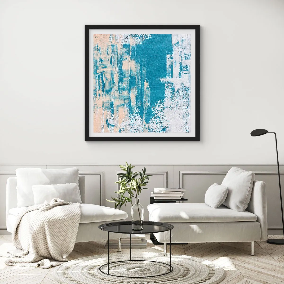 Plakat w czarnej ramie - Przez lodowy sopel - 40x40 cm