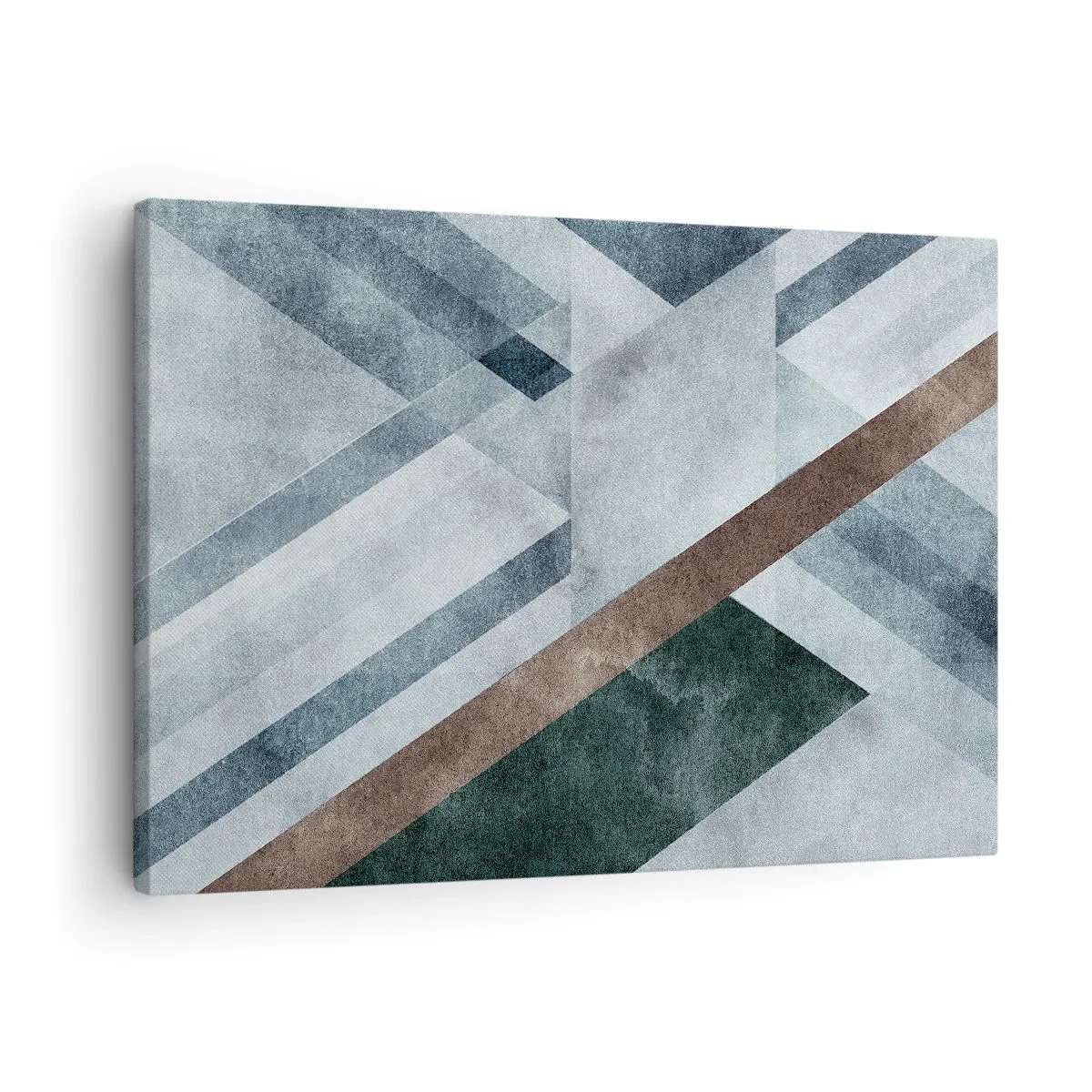 Obraz na płótnie - Geometryczne formy w chłodnych odcieniach błękitu i brązu - 70x50cm - Wyszukana elegancja geometrii - Nowoczesna dekoracja ścienna do salonu i sypialni ARTTOR