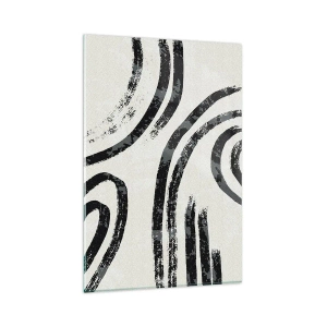 Obraz na szkle - Czarno-białe abstrakcyjne linie na jasnym tle - 80x120cm - W pół zatrzymany - Nowoczesna dekoracja ścienna do salonu i sypialni ARTTOR
