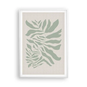 Plakat w białej ramie - Szmaragdowa gałązka - 70x100 cm