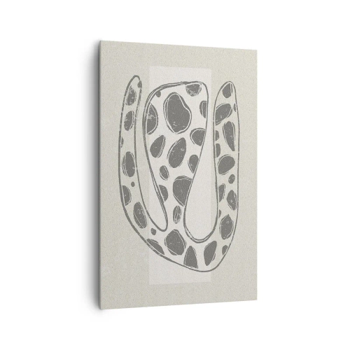 Obraz na płótnie - Abstrakcyjny wzór organiczny w odcieniach szarości - 80x120cm - Przedziwne stworzenie - Nowoczesna dekoracja ścienna do salonu i sypialni ARTTOR