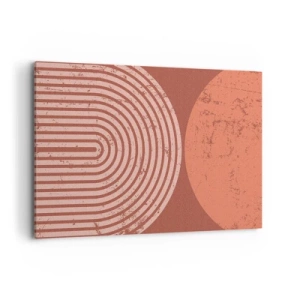 Obraz na płótnie - Geometryczne wzory w odcieniach terrakoty na vintage tle - 120x80cm - Bliska relacja - Nowoczesna dekoracja ścienna do salonu, kuchni i sypialni ARTTOR
