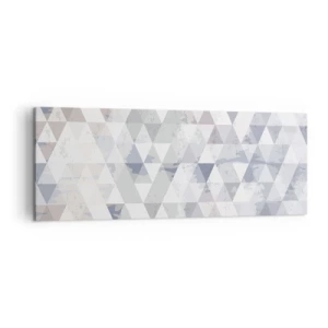 Obraz na płótnie - Geometryczny wzór z trójkątów w pastelowych odcieniach - 140x50cm - W rytmie na trzy - Nowoczesna dekoracja ścienna do salonu i sypialni ARTTOR