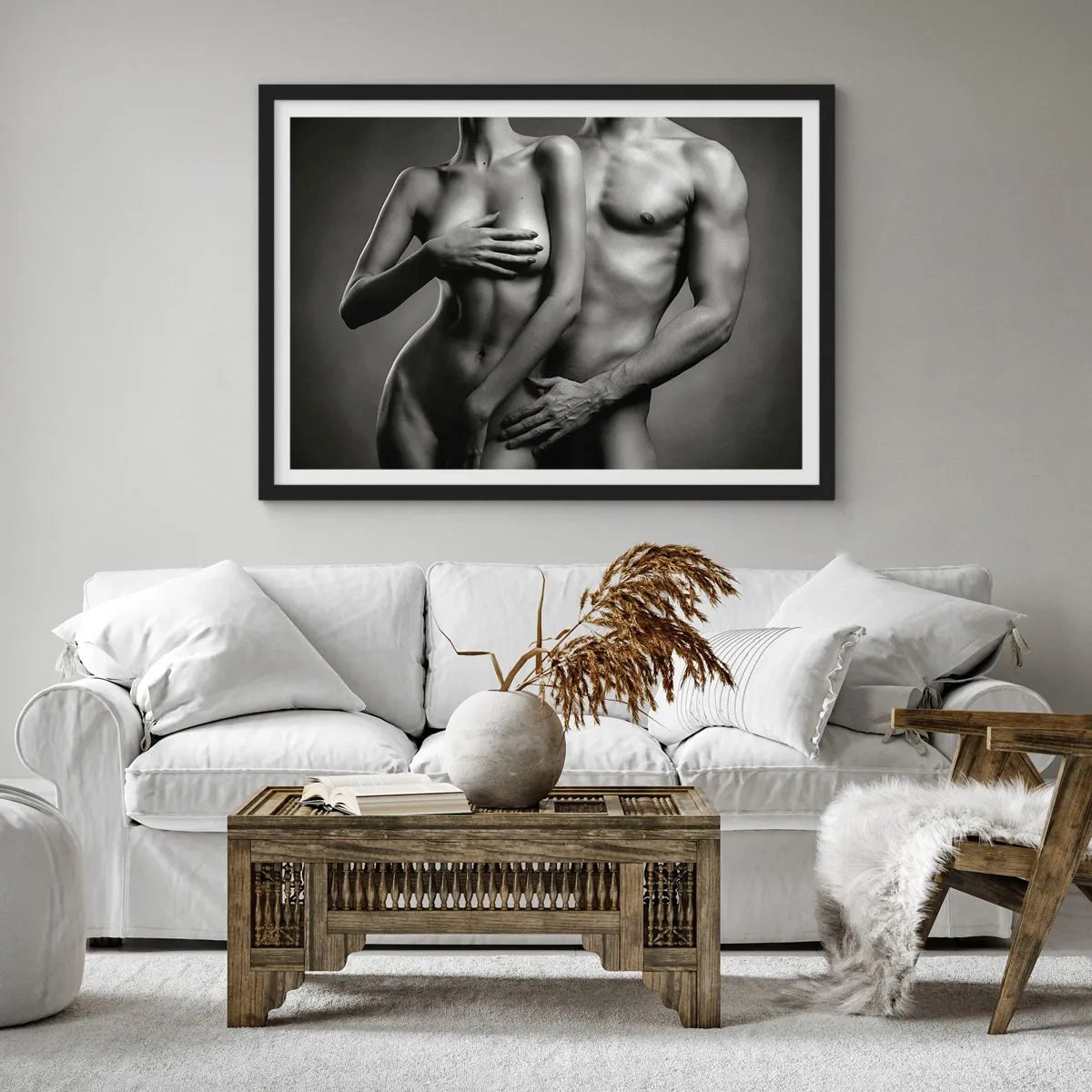 Plakat w czarnej ramie - Adam i Ewa - 50x40 cm