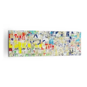 Obraz na płótnie - Abstrakcyjne graffiti z kolorowymi napisami i wzorami - 160x50cm - Po prostu cieszy oczy - Nowoczesna dekoracja ścienna do salonu i sypialni ARTTOR