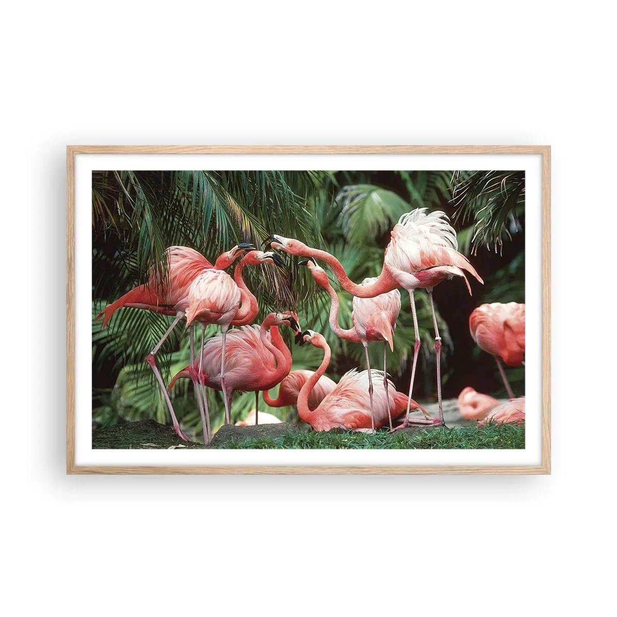 Plakat w ramie jasny dąb - Popołudniowe ploteczki - 91x61 cm