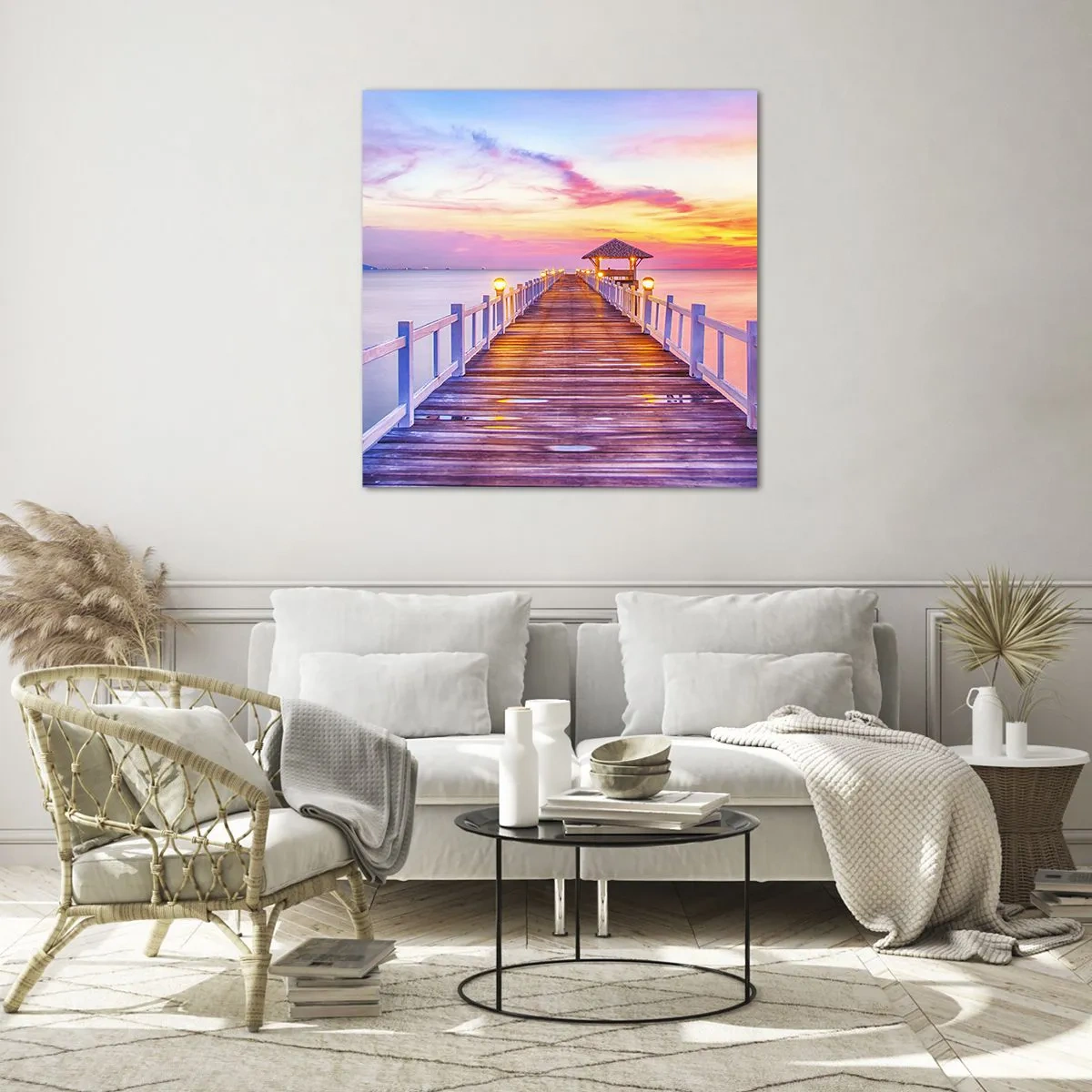 Obraz na szkle - Liliowo-złota cisza wieczoru - 40x40 cm