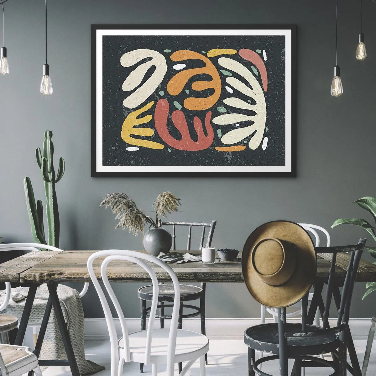 Plakat w czarnej ramie - Kompozycja – zaraz cię schwytam - 50x40 cm