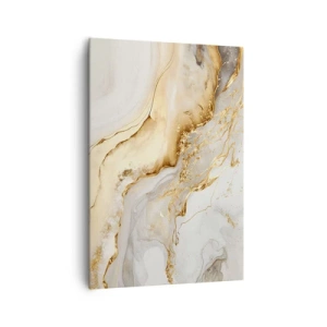 Obraz na płótnie - Złote i marmurowe abstrakcyjne wzory na jasnym tle - 70x100cm - Abstrakcja: piękno i dobro - Nowoczesna dekoracja ścienna do salonu i sypialni ARTTOR