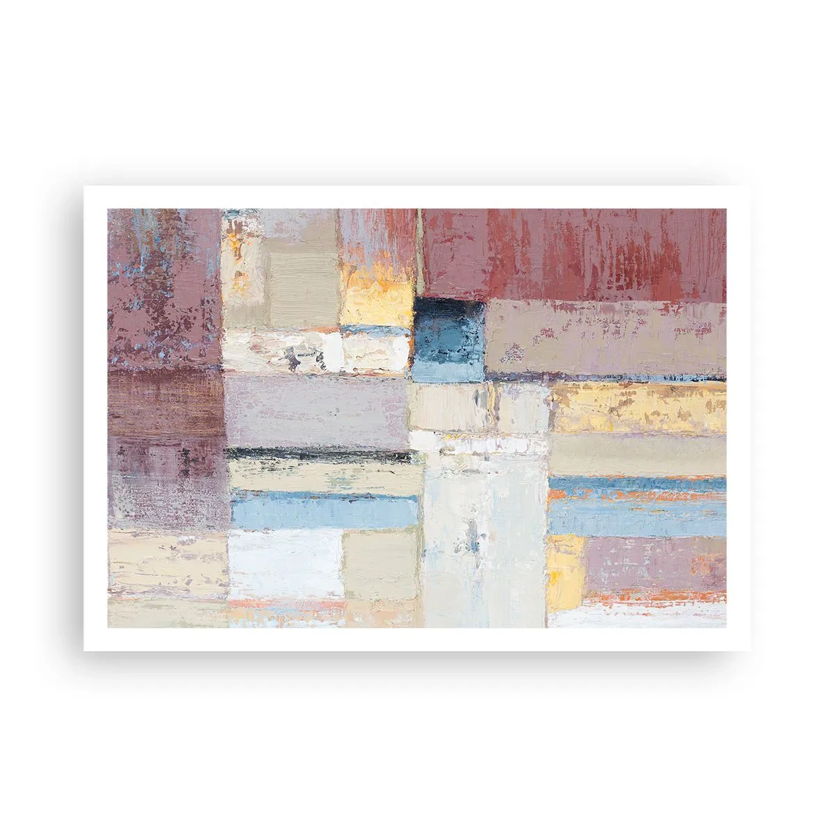 Plakat - Geometryczna kompozycja w pastelowych barwach - 100x70cm - Spokój geometrii - Nowoczesna dekoracja ścienna do salonu i sypialni ARTTOR