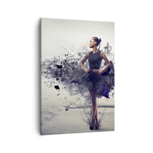 Obraz na płótnie - Kobieta w abstrakcyjnej czarnej sukience - 50x70cm - Afrykańska Wenus - Nowoczesna dekoracja ścienna do salonu, kuchni i sypialni ARTTOR