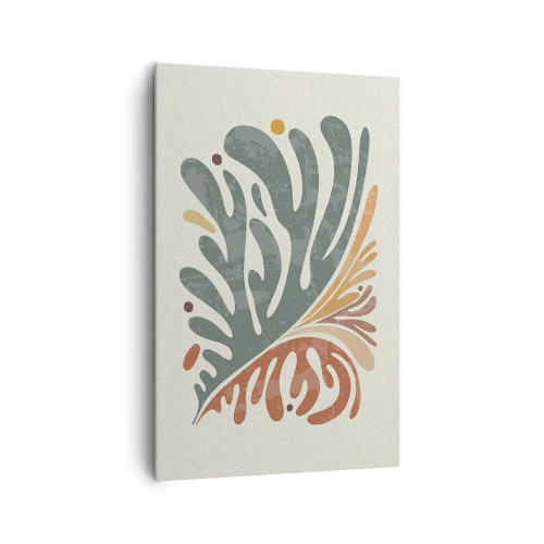 Obraz na płótnie - Kolorowy abstrakcyjny liść na jasnym tle - 80x120cm - Wielobarwny liść - Nowoczesna dekoracja ścienna do salonu i sypialni ARTTOR