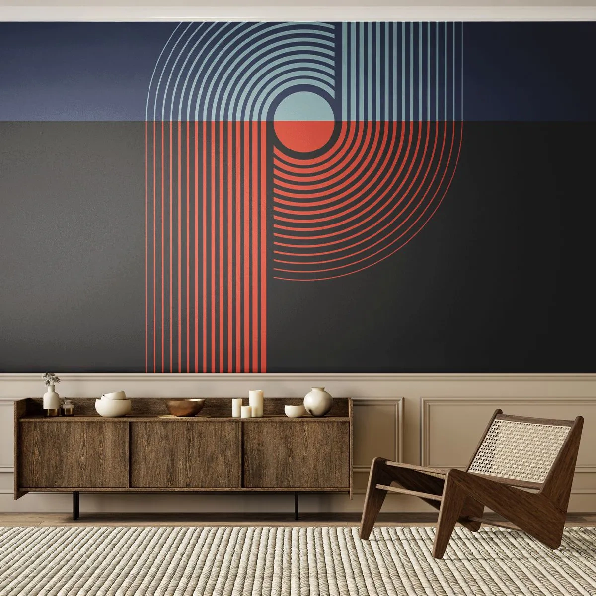 Fototapeta Premium Sand - W geometrycznym uścisku - Abstrakcja, Grafika, Lineart - 250x175 cm