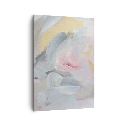 Obraz na płótnie - Abstrakcyjna kompozycja w pastelowych odcieniach różu, beżu i szarości - 50x70cm - W pastelowym świecie - Nowoczesna dekoracja ścienna do salonu, kuchni i sypialni ARTTOR