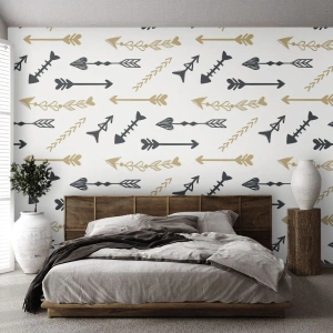 Fototapeta Standard Eco - Wzór strzał w stylu boho na białym tle - 100x70cm - Sen łucznika - Nowoczesna dekoracja ścienna do salonu i sypialni ARTTOR