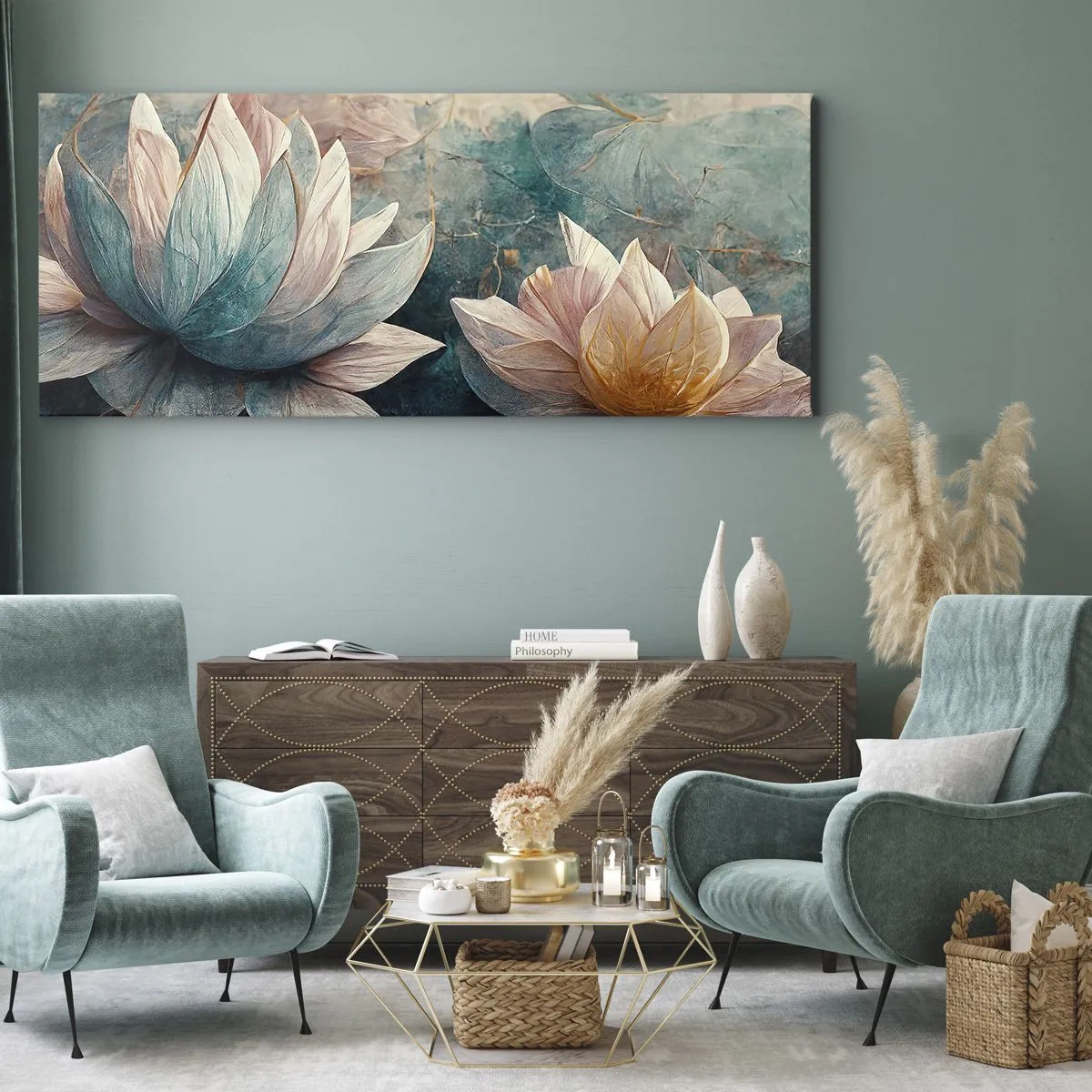 Obraz na płótnie - Gwiazdy jeziora - 90x30 cm