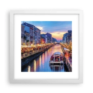 Plakat w białej ramie - Wieczór światła i zabawy - 30x30 cm