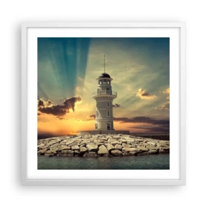 Plakat w białej ramie - Światło - Dobro - Piękno - 50x50 cm