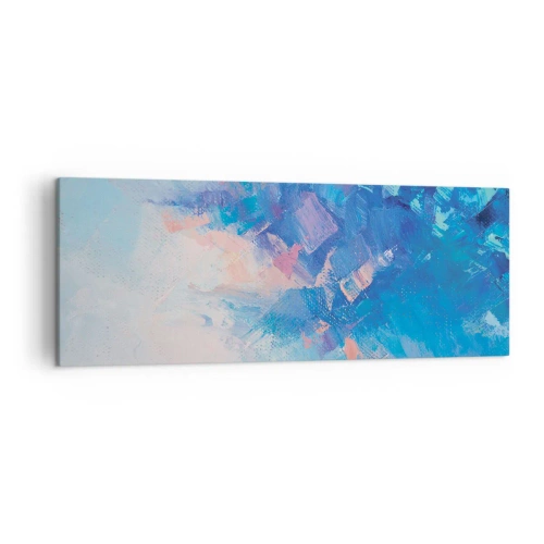 Obraz na płótnie - Abstrakcyjna kompozycja w odcieniach błękitu i różu - 140x50cm - Zimowa abstrakcja - Nowoczesna dekoracja ścienna do salonu i sypialni ARTTOR