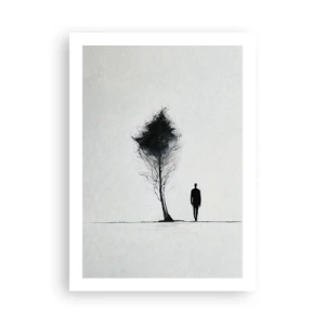 Plakat - Minimalistyczna sylwetka i samotne drzewo - 50x70cm - Wszyscy wędrujemy - Nowoczesna dekoracja ścienna do salonu, kuchni i sypialni ARTTOR