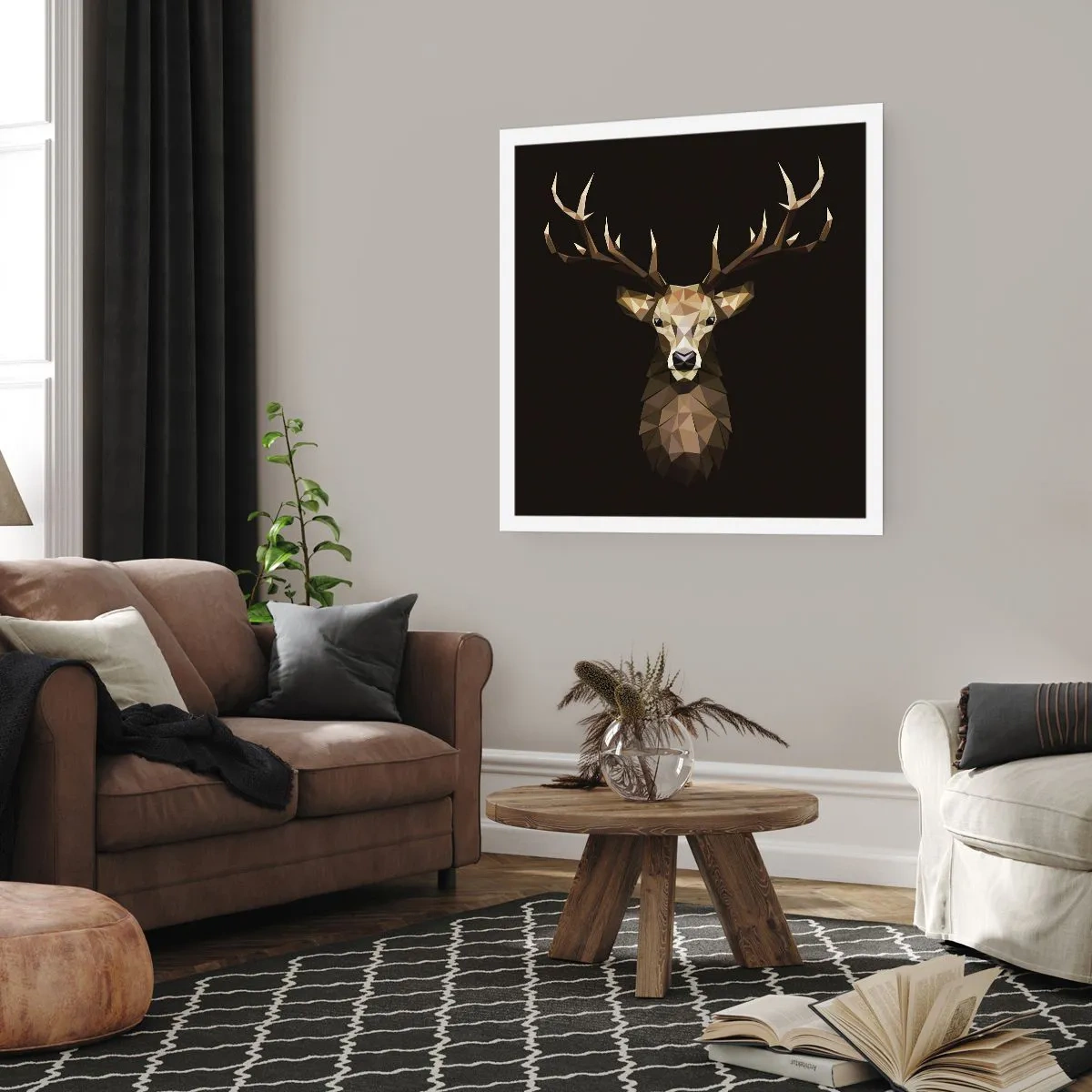 Plakat - Kubistyczny jeleń - 60x60 cm