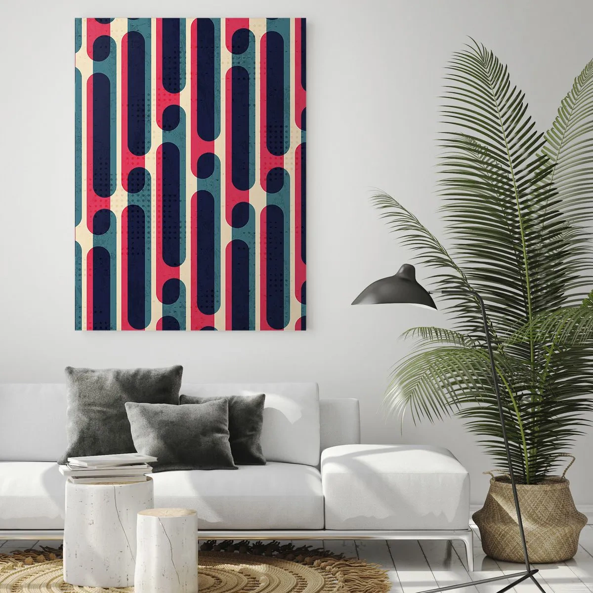 Obraz na szkle - Geometryczny wzór w stylu retro z pastelowymi barwami - 70x100cm - W głąb i do przodu - Nowoczesna dekoracja ścienna do salonu i sypialni ARTTOR