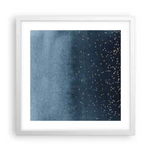 Plakat w białej ramie - Kompozycja – niebieskie fazy - 40x40 cm