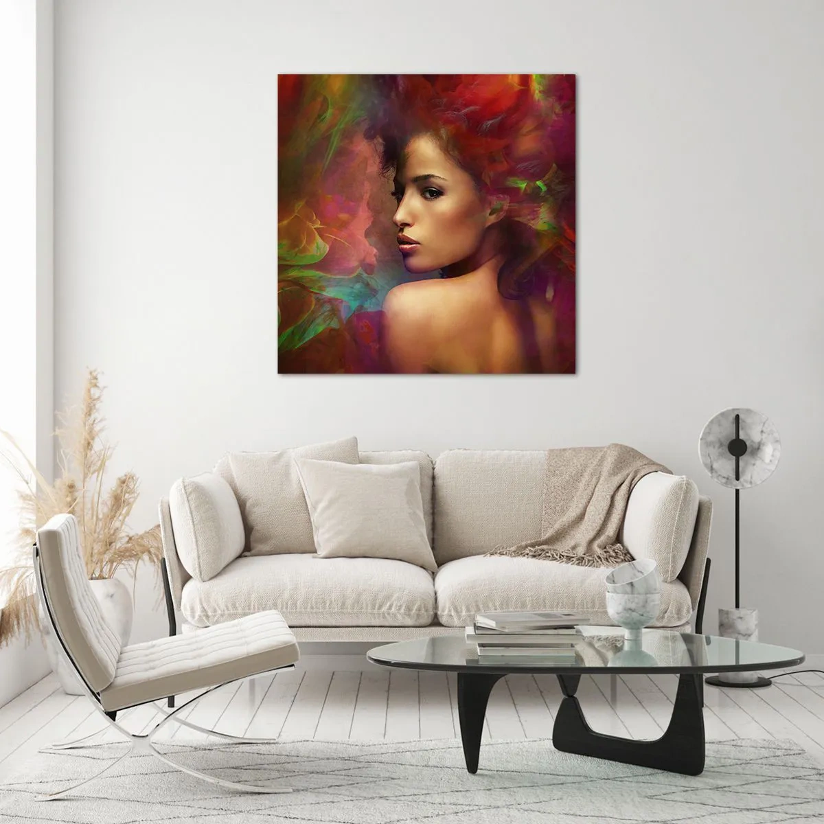 Obraz na szkle - Piękniejsza od tęczy, delikatna jak mgła - 30x30 cm