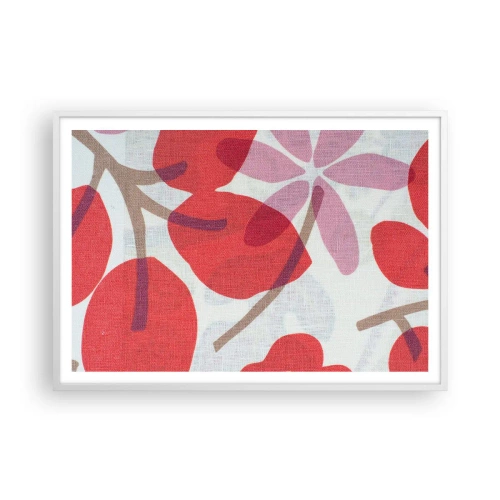 Plakat w białej ramie - Kompozycja kwiatowa w różu - 100x70 cm