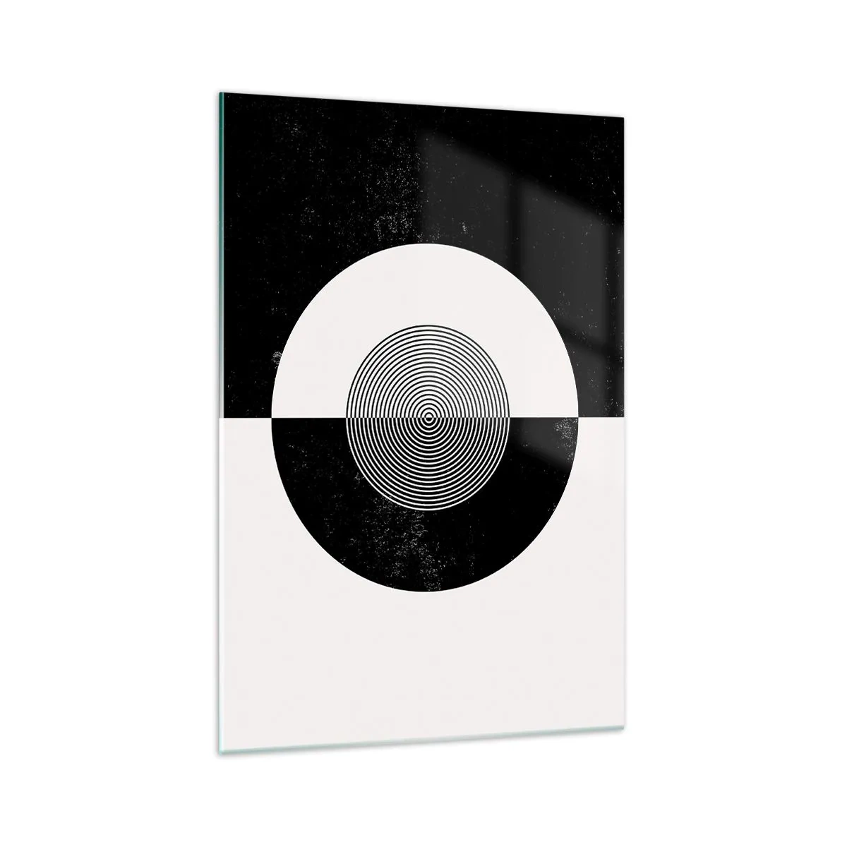 Obraz na szkle - Graficzny wzór w kontrastujących czerni i bieli - 70x100cm - Harmonia w czerni i bieli - Nowoczesna dekoracja ścienna do salonu i sypialni ARTTOR