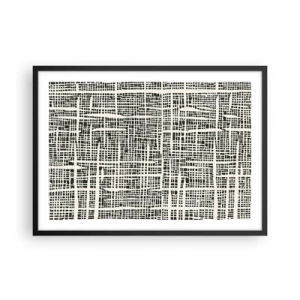 Plakat w czarnej ramie - Geometryczny wzór przypominający siatkę na jasnym tle - 70x50cm - Kompozycja utkana - Nowoczesna dekoracja ścienna do salonu i sypialni ARTTOR
