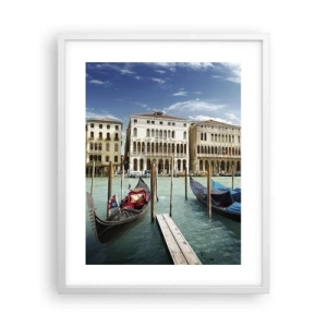 Plakat w białej ramie - Pałace w błękicie - 40x50 cm