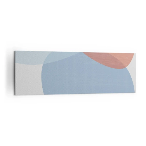 Obraz na płótnie - Abstrakcyjna kompozycja w pastelowych odcieniach niebieskiego i różowego z organicznymi kształtami - 160x50cm - Pastelowe związki - Nowoczesna dekoracja ścienna do salonu i sypialni ARTTOR