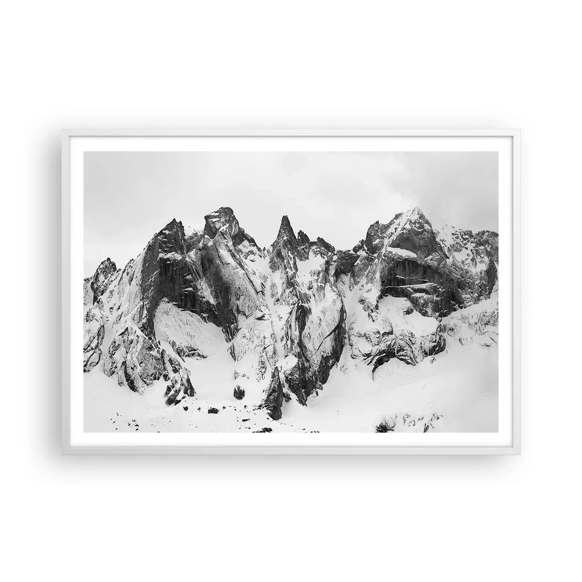 Plakat w białej ramie - Granitowa groźna grań - 100x70 cm