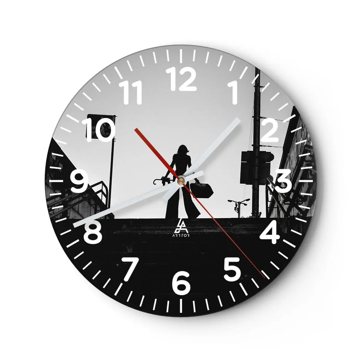 Zegar ścienny - Miejska wędrówka - 40x40 cm