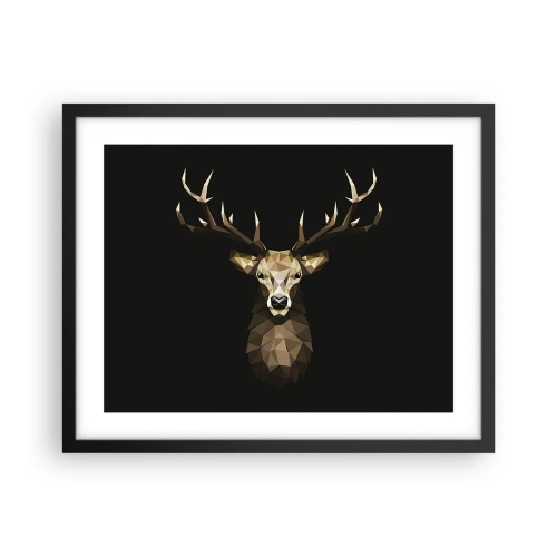 Plakat w czarnej ramie - Kubistyczny jeleń - 50x40 cm