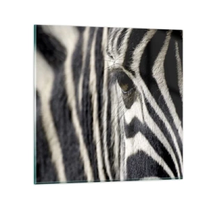 Obraz na szkle - Portret w paski - 30x30 cm