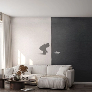 Fototapeta Samoprzylepna Deluxe Sticker - Wielka wyprawa - Dziecko, Czarno-Biały, Woda - 100x70 cm