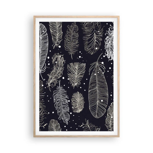 Plakat w ramie jasny dąb - Pierzasta koronka - 70x100 cm