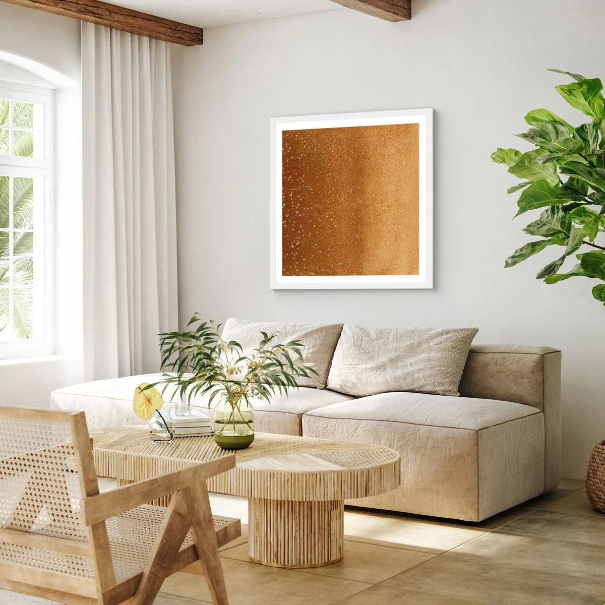 Plakat w białej ramie - Narodziny światła - 50x50 cm