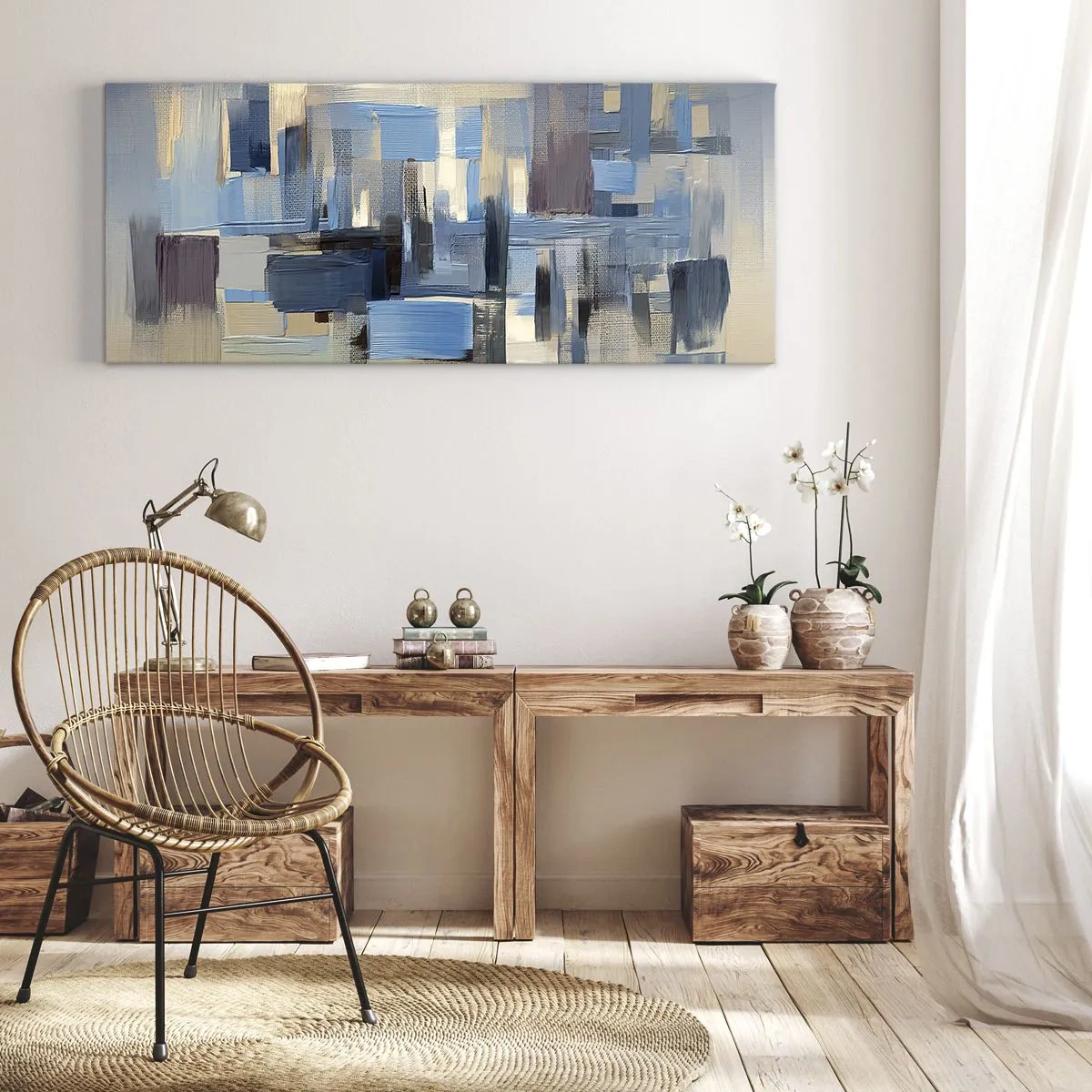 Obraz na płótnie - Błękitna konstrukcja - 100x40 cm
