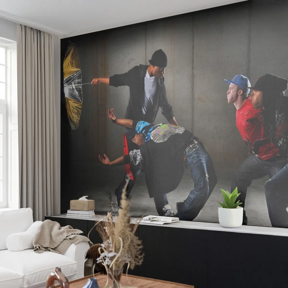 Fototapeta Premium Canvas - Tańczący z ulicznym wiatrem - Taniec, Muzyka, Ludzie - 250x175 cm
