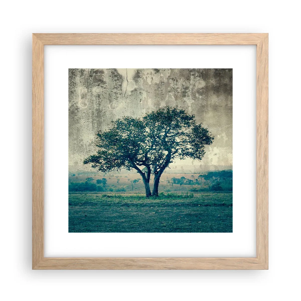 Plakat w ramie jasny dąb - Jabłoń na błękitnym błoniu? - 30x30 cm