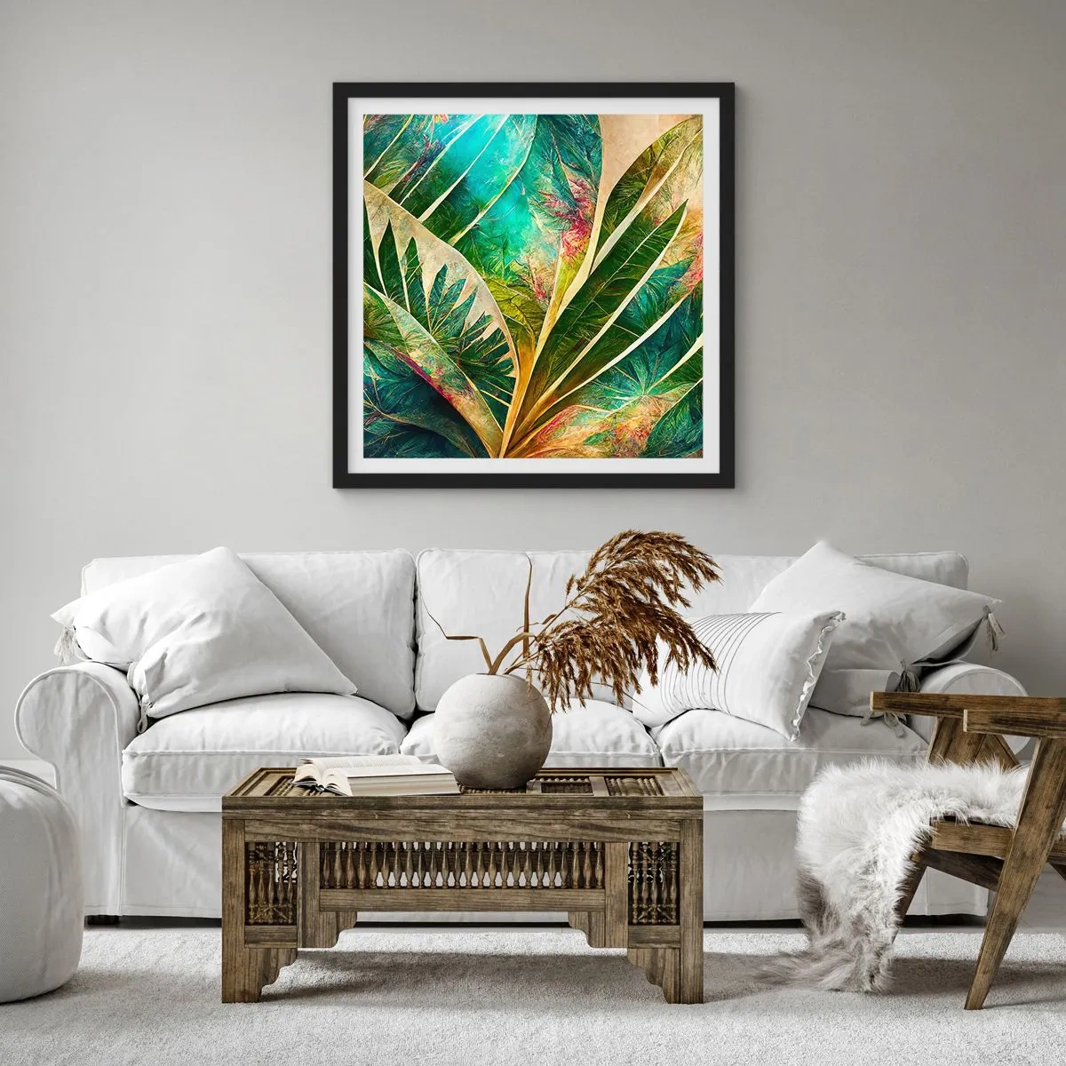 Plakat w czarnej ramie - Barwy tropików - 30x30 cm
