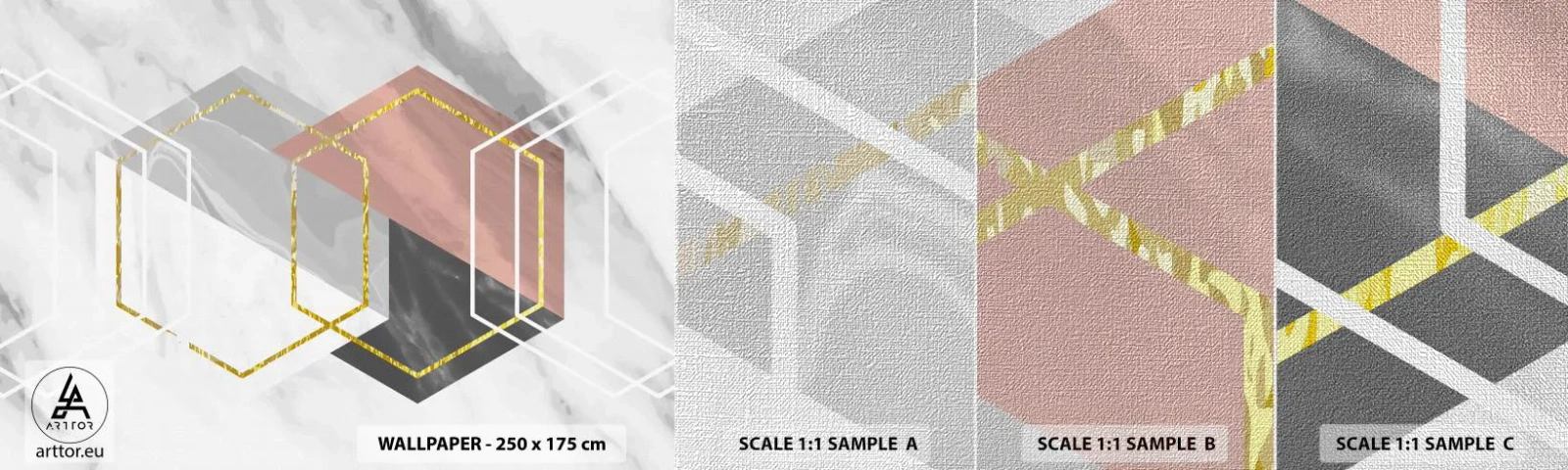 Fototapeta Próbka Premium Canvas - Kompozycja łańcuchowa - Abstrakcja, Sztuka, Hexagon - 100x30 cm